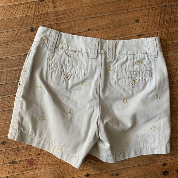 J Crew city fit khaki flat front chino shorts with embroidered mermaids and comp - Picture 3 of 4
